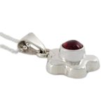 Garnet flower necklace, 'Aztec Daisy' - Garnet flower necklace
