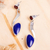 Lapis lazuli and garnet dangle earrings, 'Being Bold' - Lapis Lazuli Silver Earrings with Garnet (image 2) thumbail