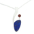 Lapis lazuli and garnet pendant necklace, 'Being Bold' - Handmade Modern Fine Silver Lapis Lazuli Necklace (image 2a) thumbail
