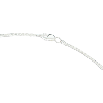 Lapislazuli und Granat Anhänger Halskette, "Being Bold" - Handgemachte moderne Feinsilber-Halskette mit Lapislazuli