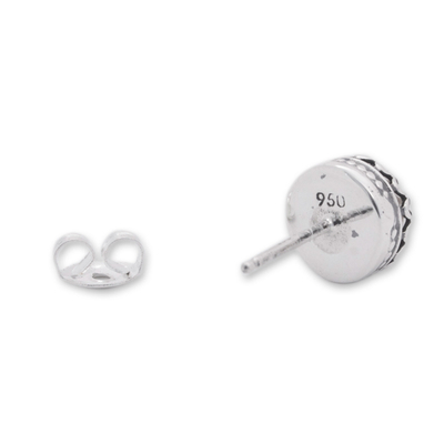 Cultured pearl stud earrings, 'Taxco Royalty' - Hand Crafted Bridal Earrings Fine Silver with Pearls