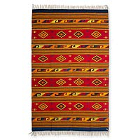 Authentic Zapotec Wool Area Rug (6.5x10) - Mitla Butterflies | NOVICA