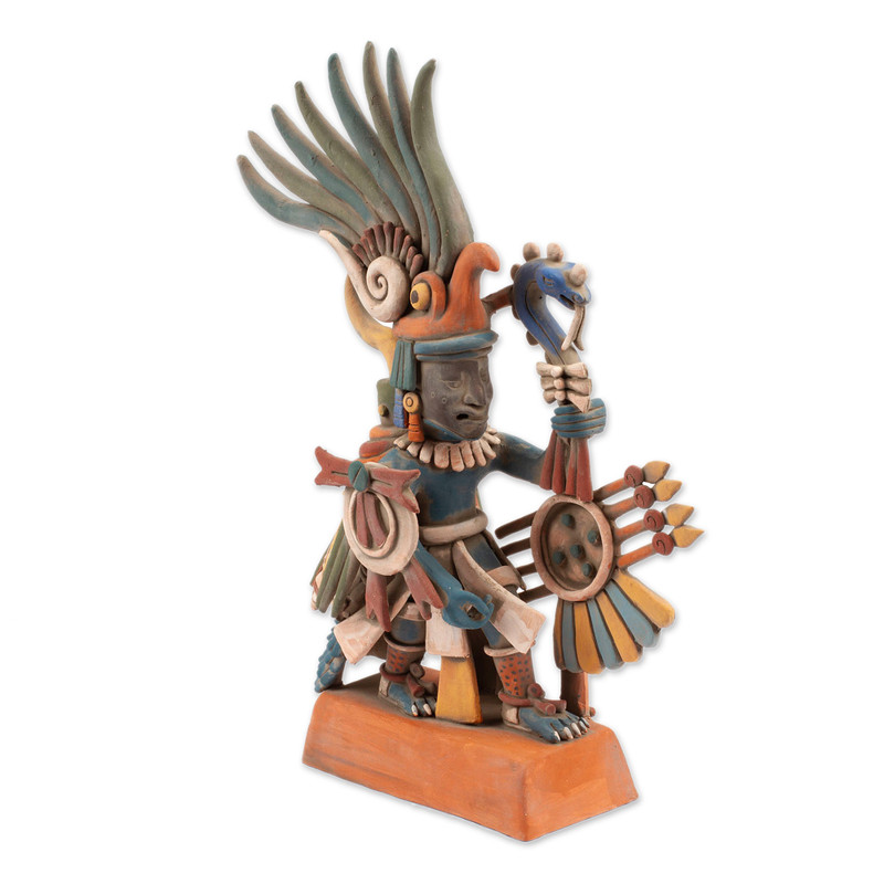 Mexican Aztec War God Archaeological Ceramic Sculpture