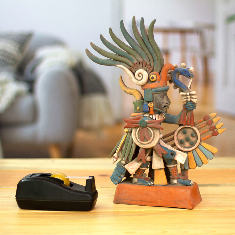 Mexican Aztec War God Archaeological Ceramic Sculpture