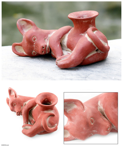 Keramikskulptur, 'Playful Xoloitzcuintli' - Keramikskulptur