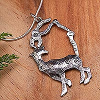 Sterling silver necklace, 'Deer Pliers' - Sterling silver necklace
