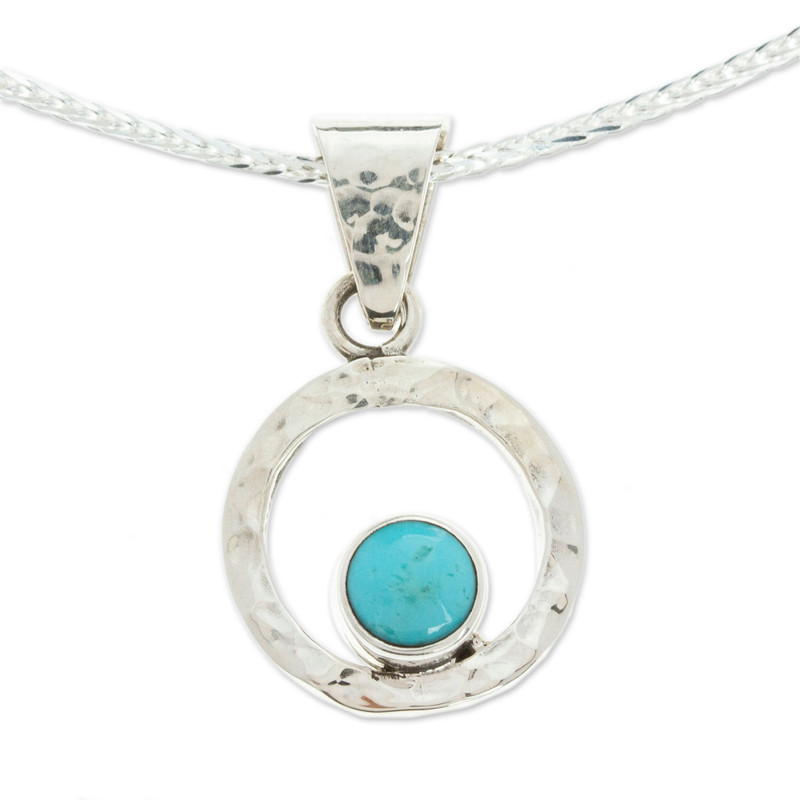 Women's Modern Fine Silver Natural Turquoise Necklace - Eye of the