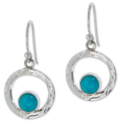 Handcrafted Modern Fine Silver and Natural Turquoise Earring