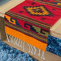 Zapotec wool rug, 'Three Diamonds' (1.5x5)