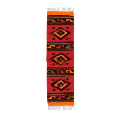 Zapotec wool rug, 'Three Diamonds' (1.5x5) - Zapotec wool rug (1.5x5)