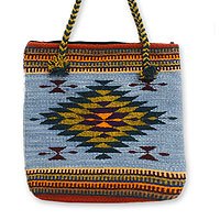 Geometric Wool Shoulder Bag Hand Woven in Mexico - Zapotec Twilight ...