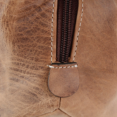 Leather hobo handbag, 'Urban Caramel' - Women's Leather Hobo Handbag from Mexico
