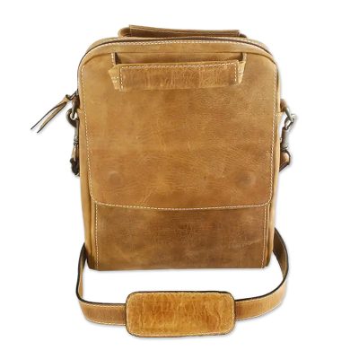 Leather tablet case, 'Honey Cyberspace' - Tan Leather Tablet Case