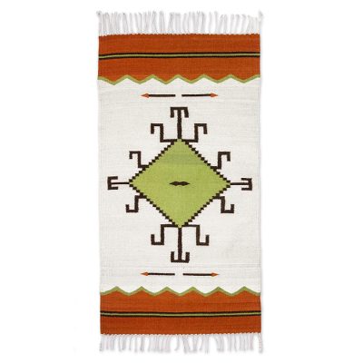 Zapotec wool rug, 'Spider Sun' (2.5x5) - Zapotec wool rug (2.5x5)