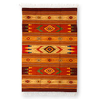 Zapotec wool rug, 'Stellar Magnificence' (4x7) - Zapotec Wool Area Rug from Mexico (4x7)