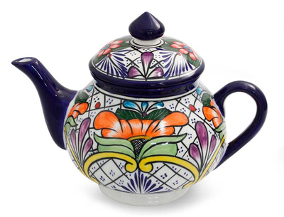 Collectible Artisan Crafted Talavera Style Teapot - Guanajuato Flora ...