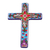 Ceramic cross, 'Jerusalem Rose' - Ceramic cross