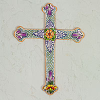 Keramikkreuz, „Morning Glory“ – Sammlerstück aus Talavera-Keramikkreuz