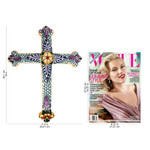 Ceramic cross, 'Morning Glory' - Collectible Talavera Ceramic Cross