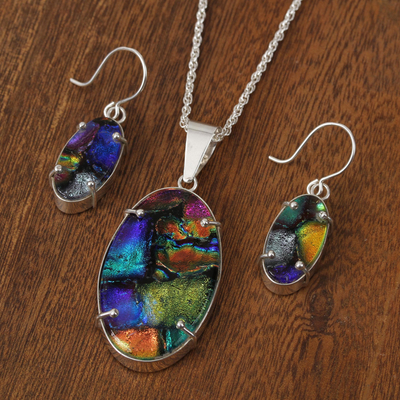 Dichroic art glass jewelry set - Ethereal | NOVICA