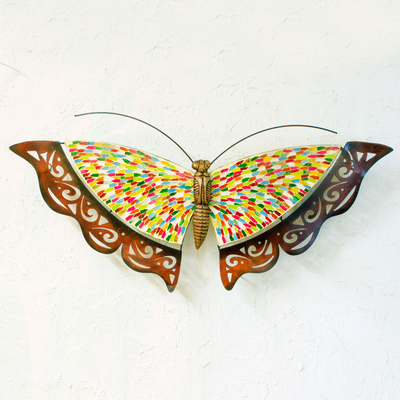 Iron wall sculpture, Rainbow Butterfly