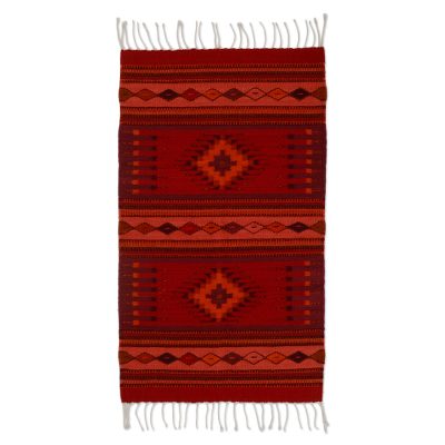 Zapotec wool rug, 'Fire of Light' (2x3.5) - Authentic Zapotec Handwoven Wool Rug with Floral Dyes 2x3