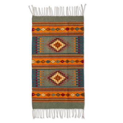 Zapotec wool rug, 'Valley of Light' (2x3.5) - Mexican Geometric Wool Area Rug (2x3.5)
