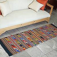 Zapotec wool rug, 'Feast in Monte Alban' (2x6.5) - Zapotec Wool Rug 2 X 6 Multicolor Runner Mexico