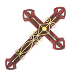 Iron wall sculpture, 'Parish Church Cross' - Handcrafted Mexican Christianity Steel Cross Wall Art