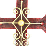 Iron wall sculpture, 'Parish Church Cross' - Handcrafted Mexican Christianity Steel Cross Wall Art