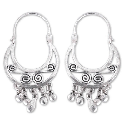 Sterling silver hoop earrings, 'Lithe Dancer' - Handmade Silver Hoop Earrings from Mexico