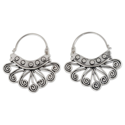 Handcrafted Silver Hoop Earrings from Mexico - Spiral Sierra | NOVICA