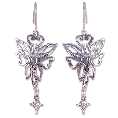 Sterling silver dangle earrings, 'Fairies' - Unique Taxco Silver Sterling Dangle Earrings
