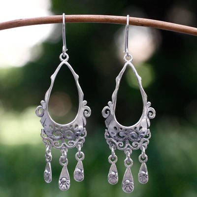 Sterling silver chandelier earrings, 'Treasure' - Taxco Silver Sterling Silver Chandelier Earrings
