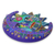 Ceramic wall adornment, 'Turquoise Floral Eclipse' - Fair Trade Sun and Moon Ceramic Wall Art (image 2b) thumbail