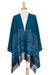 Zapotec cotton rebozo shawl, 'Blue Zapotec Treasures' - Mexican Geometric Cotton Patterned Shawl