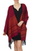 Zapotec cotton rebozo shawl, 'Red Zapotec Treasures' - Hand Crafted Geometric Cotton Patterned Shawl
