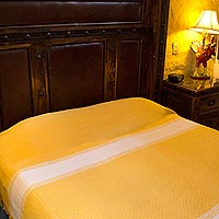 Zapotec cotton bedspread, 'Sunny Fields' (twin) - Handmade Zapotec Yellow Cotton Bedspread Quilt (Twin)