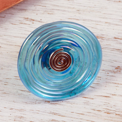 Dichroic art glass ring, Circle of Sky