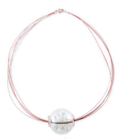Dichroic art glass necklace, 'Secrets' - Dichroic art glass necklace