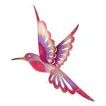 Steel wall sculpture, 'Violet Hummingbird' (large) - Bird-Themed Steel Wall Sculpture in Pink from Mexico (Large)