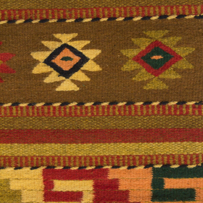 Zapotec wool rug, 'Earth Horizon' (1.5x6.5) - Authentic Zapotec Wool Area Rug (1.5x6.5)