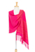 Zapotec cotton rebozo shawl, 'Hot Pink Zapotec Treasures' - Unique Hot Pink Cotton Patterned Shawl Handwoven in Mexico (image 2c) thumbail