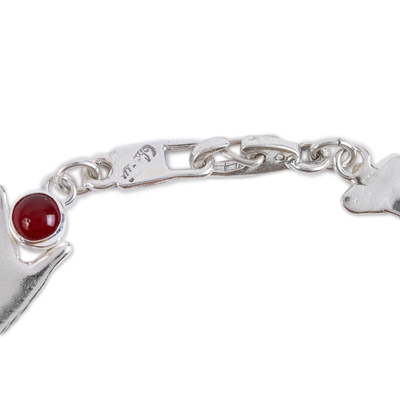 Carnelian link bracelet, 'Helping Hands' - Carnelian link bracelet