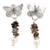 Cultured Pearl and smoky quartz dangle earrings, 'Favorite Memories' - Artisan Crafted Silver Smoky Quartz and Pearl Earrings (image 2a) thumbail