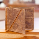 Men's leather wallet, 'Minimalist in Brown' - Men's Leather Wallet Travel Accessory