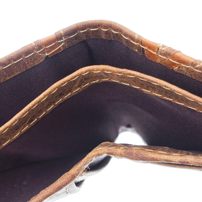Men's leather wallet, 'Minimalist in Brown' - Men's Leather Wallet Travel Accessory