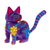 Alebrije sculpture, 'Magical Cat' - Hand Crafted Purple Wood Kittycat Folk Art Sculpture
