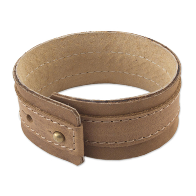Men's leather wristband bracelet, 'Desert Sands' - Men's Leather Wristband Bracelet