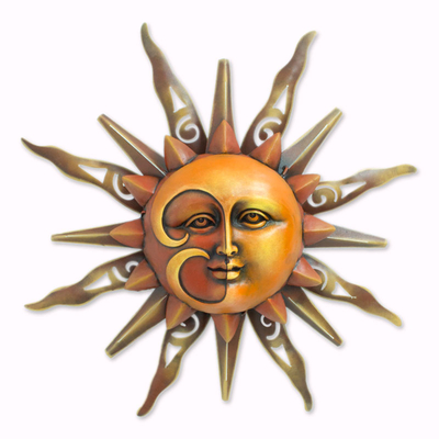 Artisan Crafted Celestial Wall Sculpture - Mysterious Sun | NOVICA